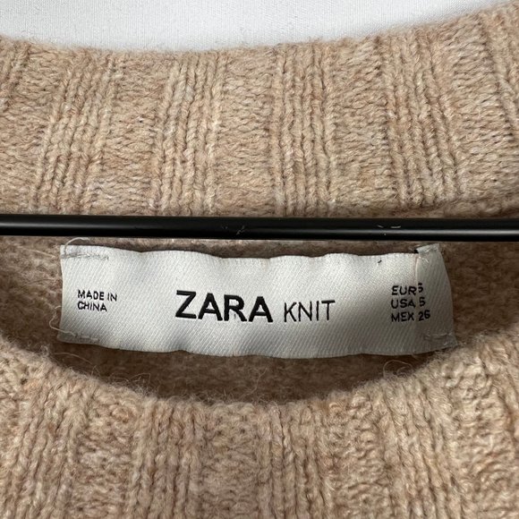 Blogger Favorite Zara Knit Oversized Sweater Chunky Slouchy Wool Cozy Oatmeal - Picture 3 of 6